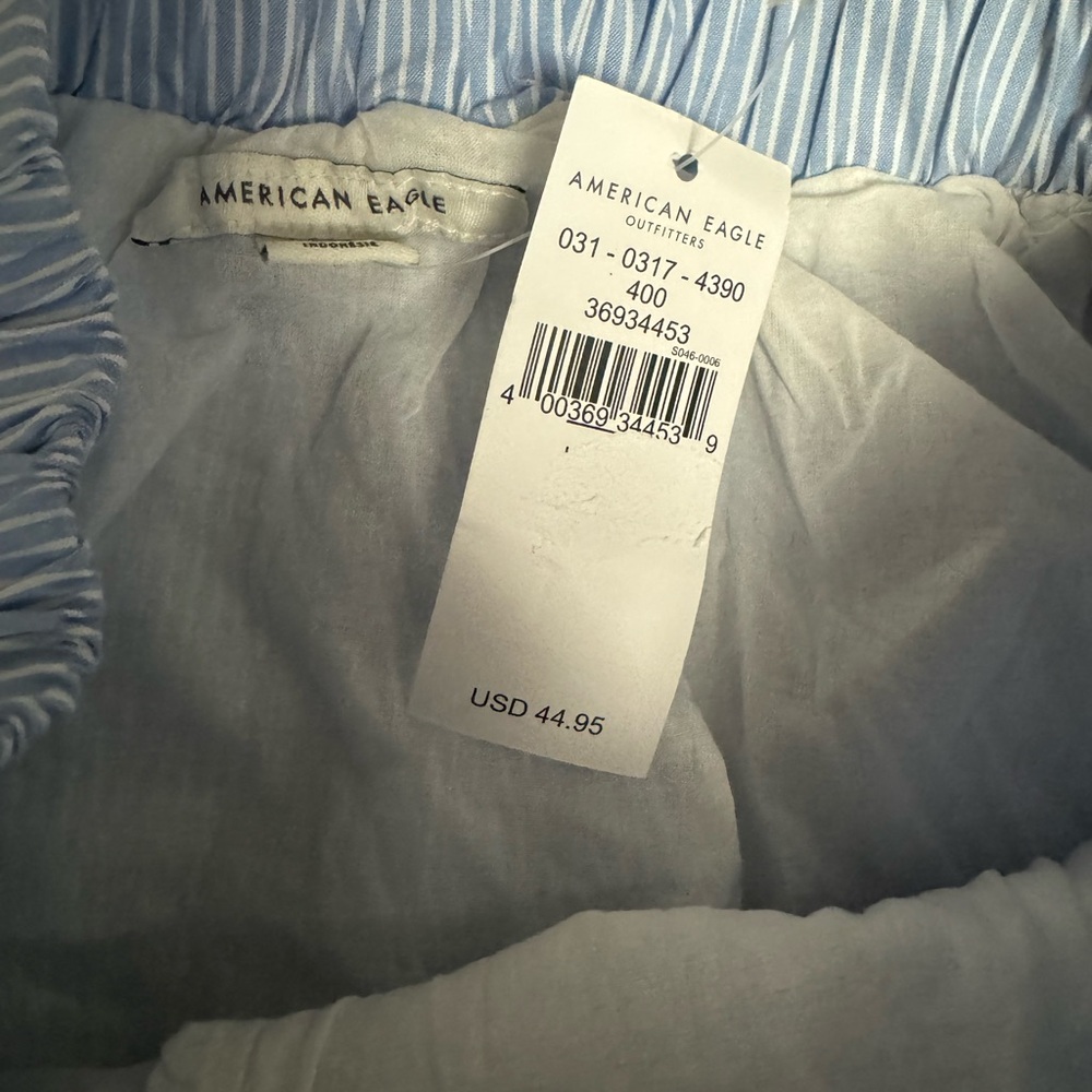 American Eagle NWT XS (S good) light blue white wrap lined  country mini skirt - Picture 3 of 6